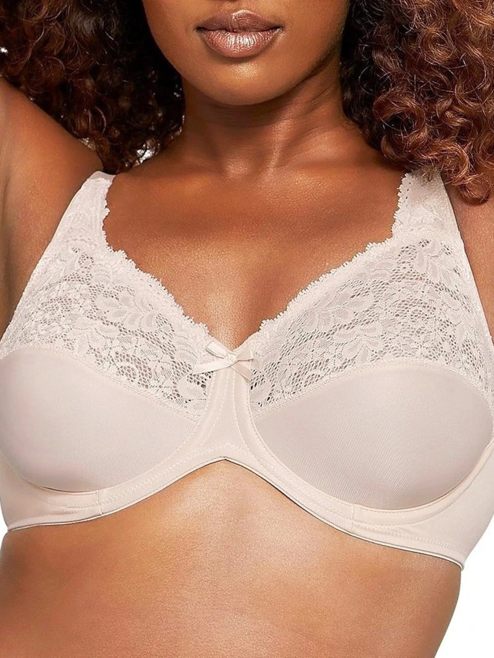 NWT Bali Lilyette Minimizer Comfort Lace Underwire Bra, Nude Size 36DD